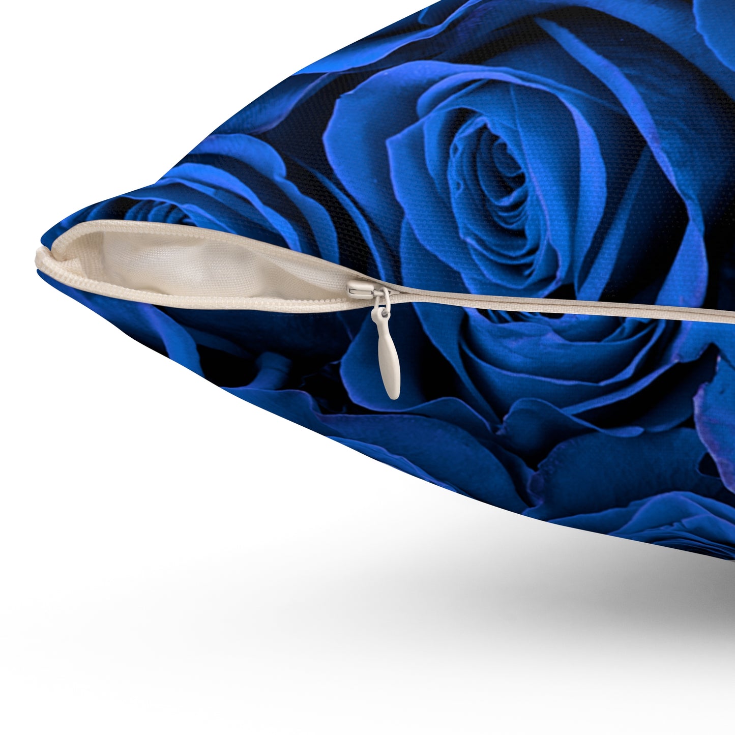 Elegant Blue Rose Decorative Pillow | Spun Polyester Square Cushion for Home Decor