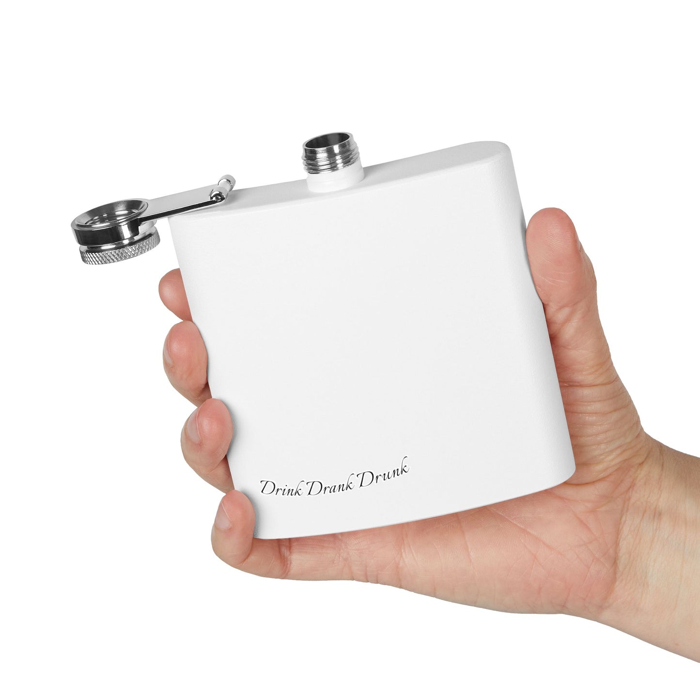 Personalized Stainless Steel Flask - 6oz White DrinkDrankDrunk Flask for Groomsmen, Parties, and Celebrations