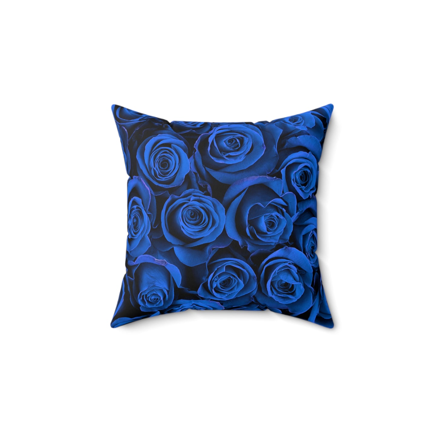 Elegant Blue Rose Decorative Pillow | Spun Polyester Square Cushion for Home Decor
