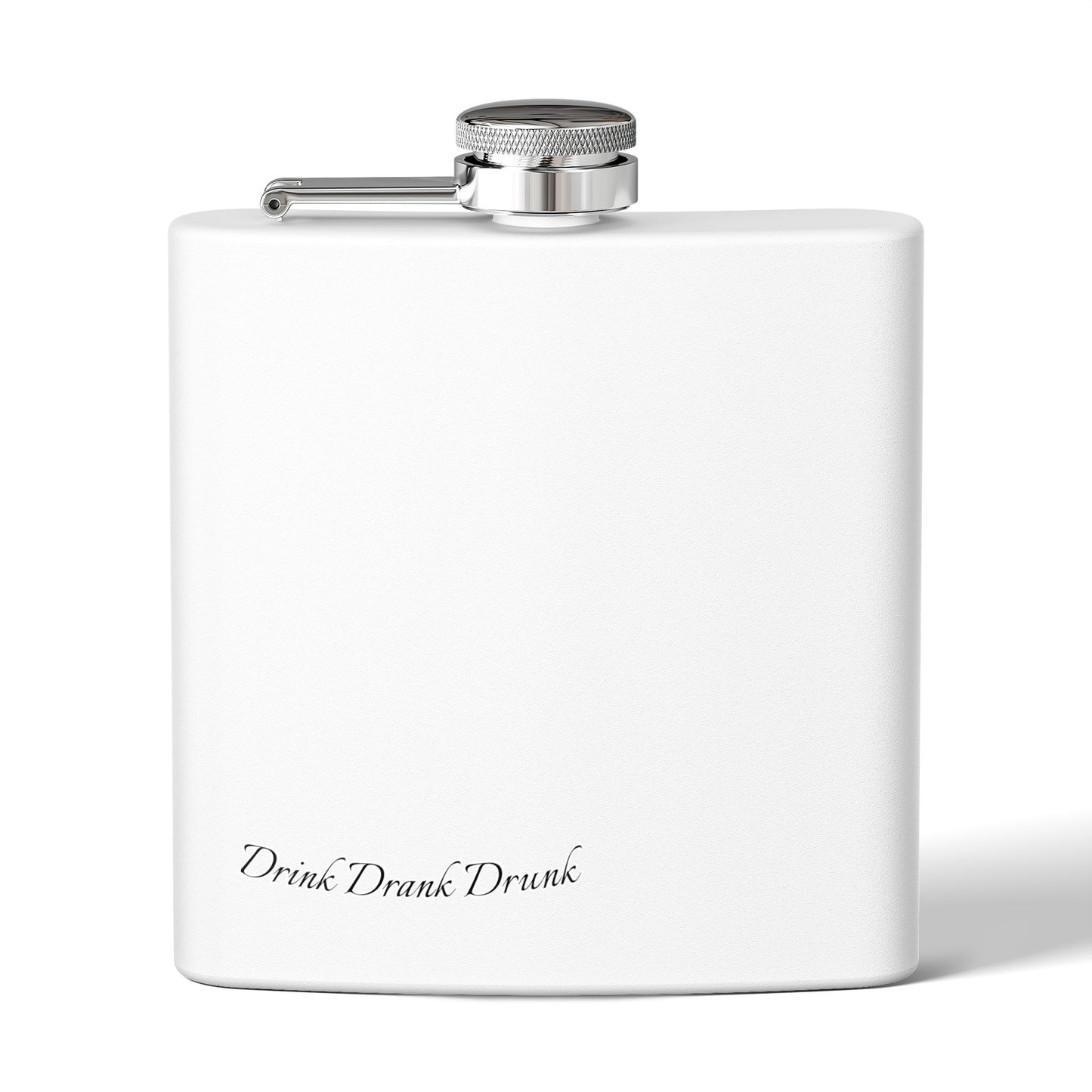 Personalized Stainless Steel Flask - 6oz White DrinkDrankDrunk Flask for Groomsmen, Parties, and Celebrations