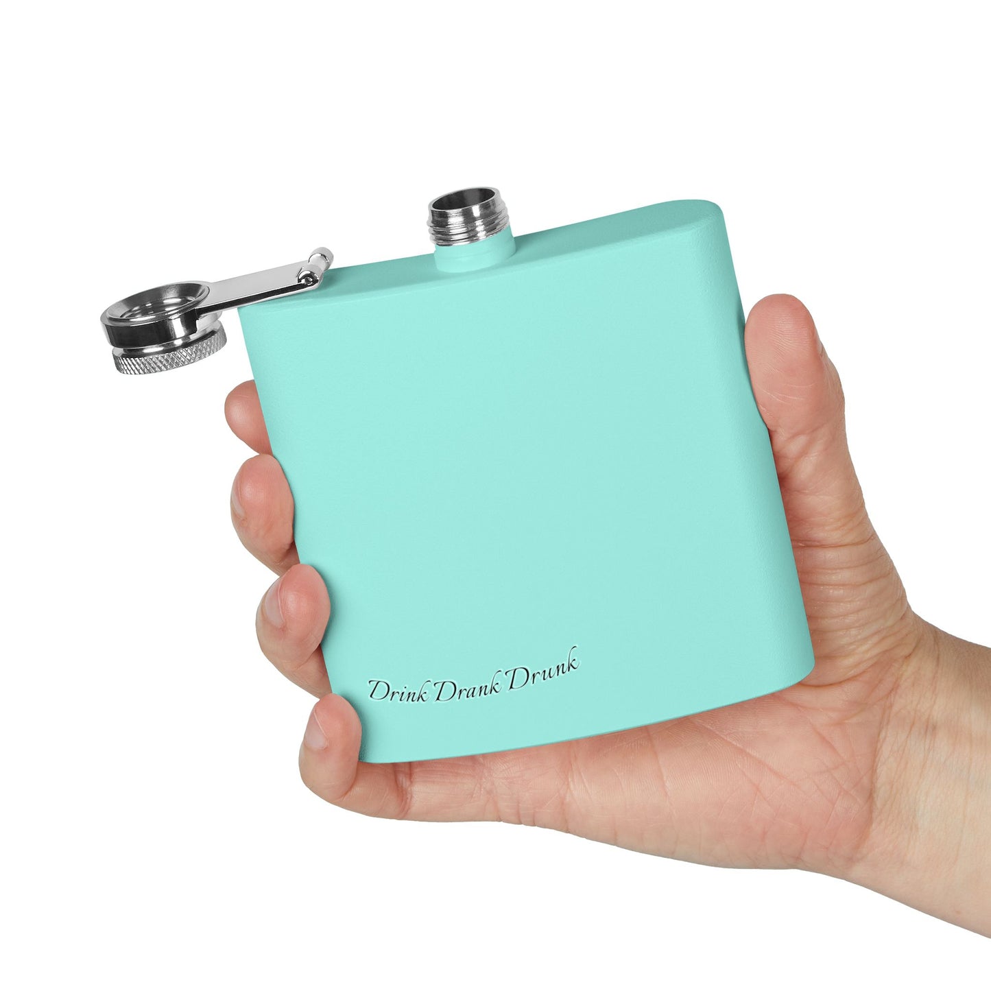 Personalized Stainless Steel Flask - 6oz White DrinkDrankDrunk Flask for Groomsmen, Parties, and Celebrations
