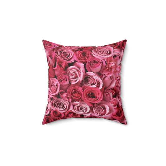Romantic Rose Print Pillow - Floral Decorative Cushion for Home